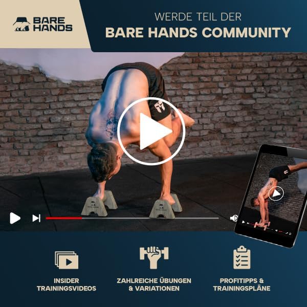 BARE HANDS Liegestützgriffe – 2x gelenksschonende & rutschfeste Holz Liegestützgriffe – Calisthenics