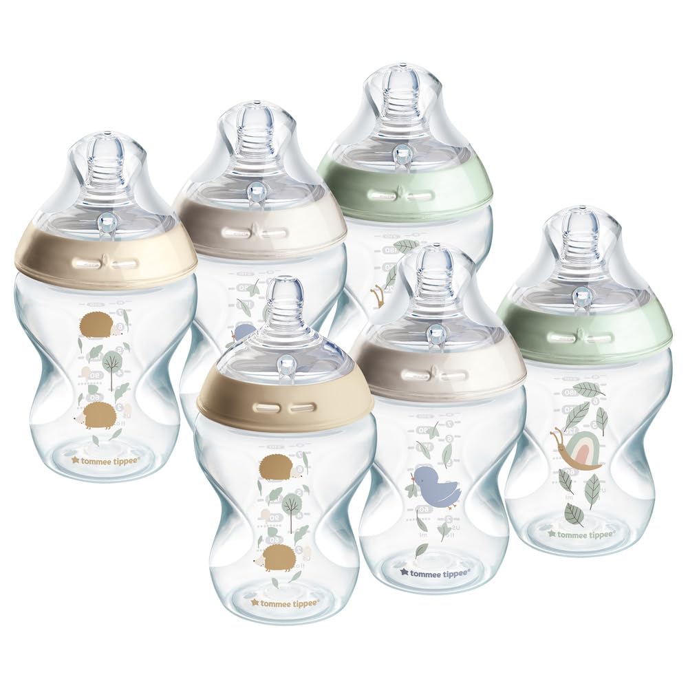 Tommee Tippee Closer to Nature Babyflaschen, Natürlich geformter Trinksauger mit Anti-Kolik-Ventil,