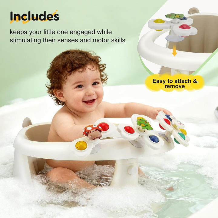 2-in-1-Baby-Badesitz – Spielzeugzentrum, 16 Teile, 4 rutschfeste Saugnäpfe, ergonomisch, 6 m - 20 kg