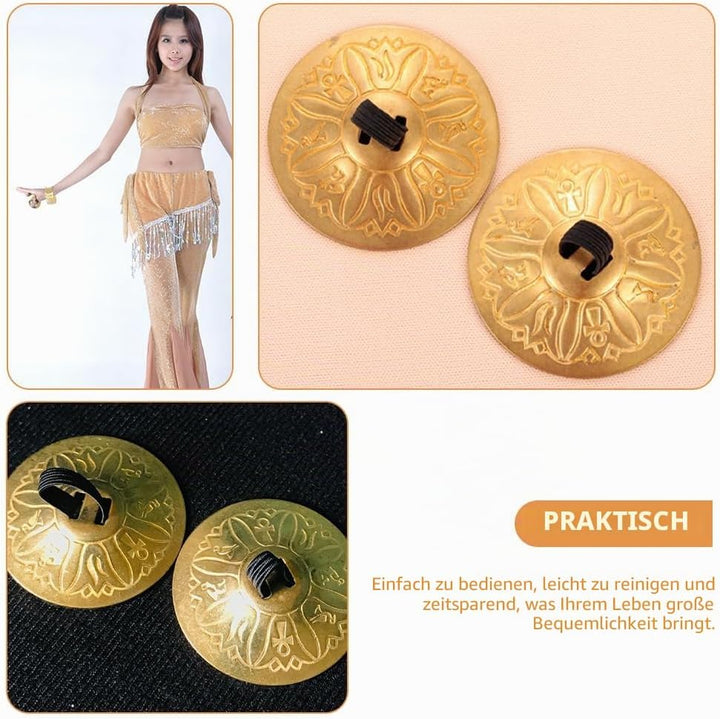 Amosfun 2 Paar Fingerbecken Kupfer Zills FüR Bauchtanz Und Kinderpartys, Goldene Fingerzimbeln Mit G