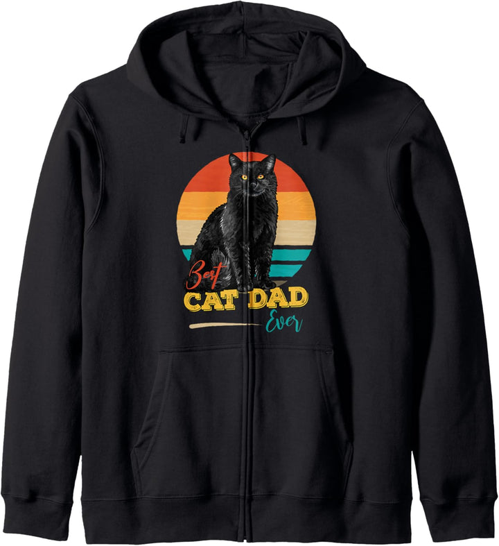 Best Cat Dad Ever Vintage Black Cat Retro Design Cat Lover Kapuzenjacke