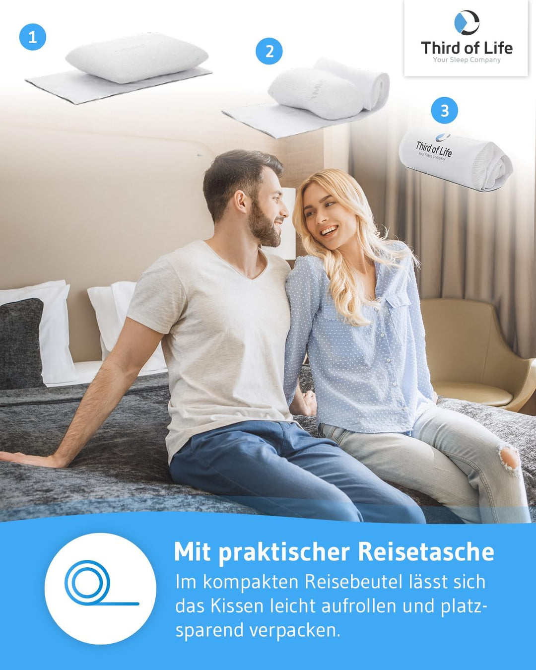 Bauchschläferkissen 40x60 MIZAR Thermic, Extra flach - 7 cm Höhe, Orthopädisches Schlaf-Kissen, hoch