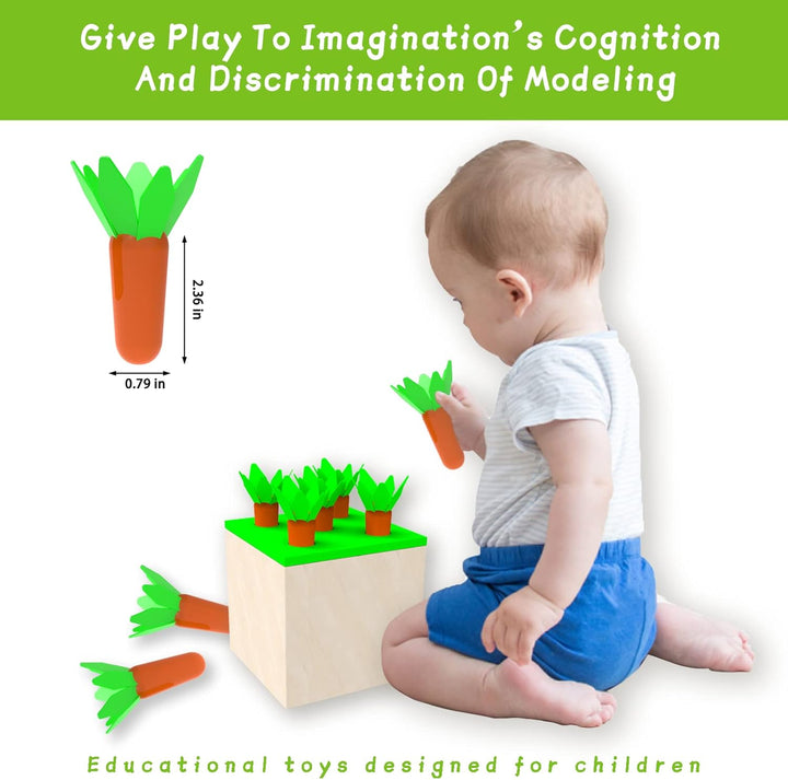4 in 1 Montessori Play Kit Box - Wattestäbchen Board Fine Motor Skills Game, Coin Box, Carrot Harves