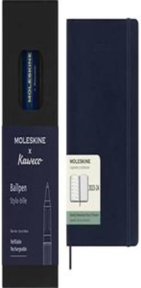 Moleskine x Kaweco Kugelschreiber, Farbe Blau + Wochenplaner 2023-2024, 18-Monate-Kalender, Akademis