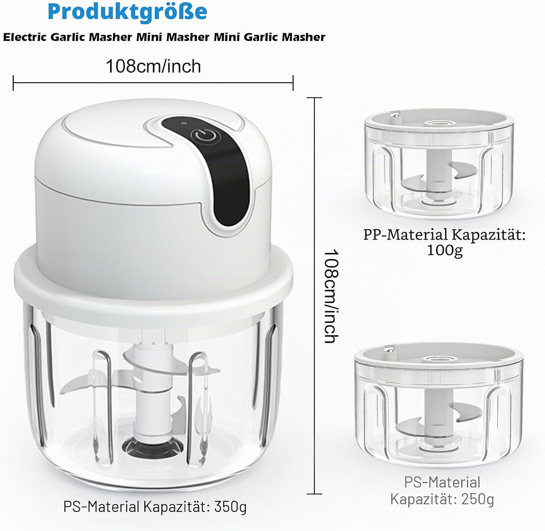 Zwiebel Zerkleinerer, 250ML Zwiebelzerkleinerer Elektrisch, Multizerkleinerer mit USB-Anschluss, 3 K