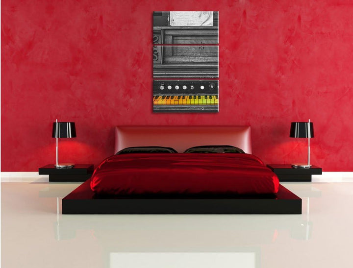 Pixxprint altes Klavier mit bunten Tasten als Leinwandbild/Grösse: 3 Teilig (120x80) cm/Wandbild/Kun