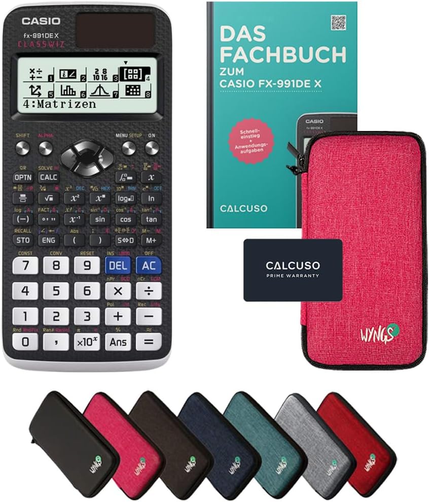 CALCUSO Standardpaket: Casio FX-991 DE X technisch-wissenschaftlicher Taschenrechner + WYNGS Schutzt