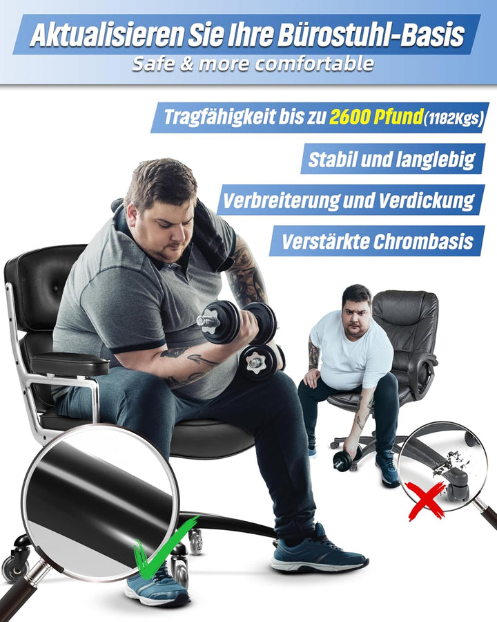 Sytopia Bürostuhl Fusskreuz, 70 cm Robustes Metall-Drehkreuz, Belastbar bis zu 200kg, Universal für