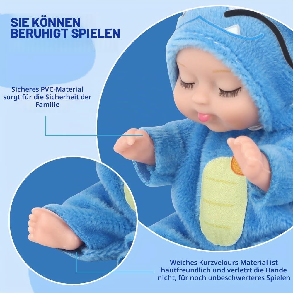 Babypuppe Set, 6 Stück Mini Puppe, Realistische Babypuppe, Newborn Reborn Baby, Waschbares PVC-Mater