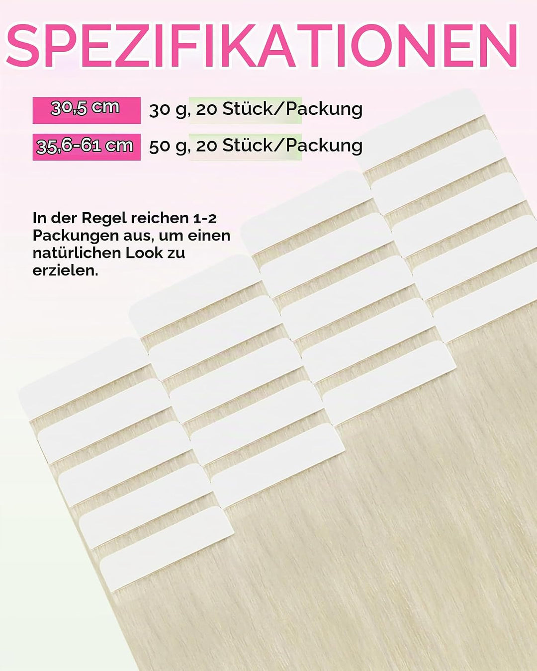 YoungSee Tape in Extensions Platinblond Tape Extensions Echthaar Blond 60cm Tape Echthaar Extensions