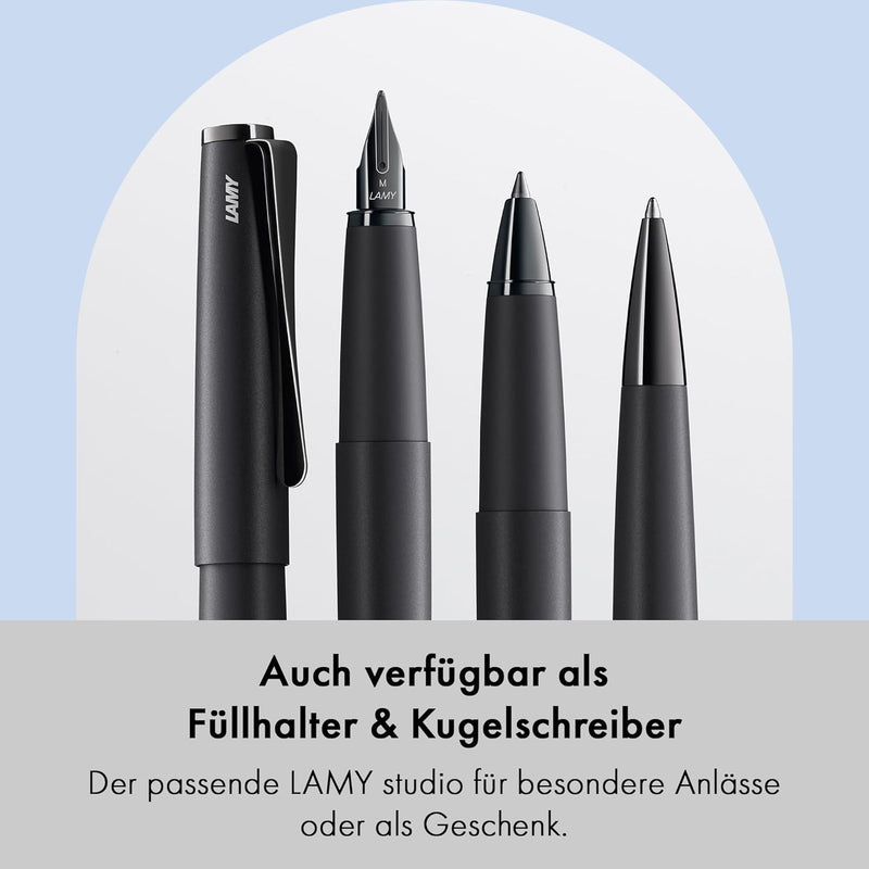 Lamy studio Lx Tintenroller 366 Rollpen aus rostfreiem Edelstahl in schwarzem Softlack-Finish M 63 s