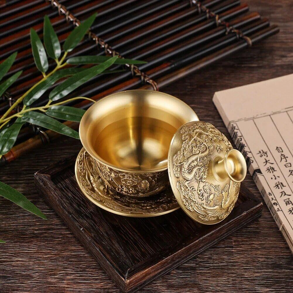 Brass Tea Set, Dragon Und Phoenix Chengxiang Tea Bowl, Chinesische Tee Tasse, Wasserversorgungsschal