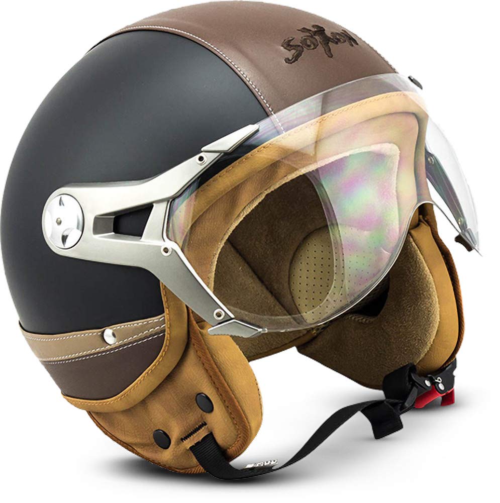 Soxon® SP-325 Urban „Black“ · Jet-Helm · Motorrad-Helm Roller-Helm Scooter-Helm Moped Mofa-Helm Chop