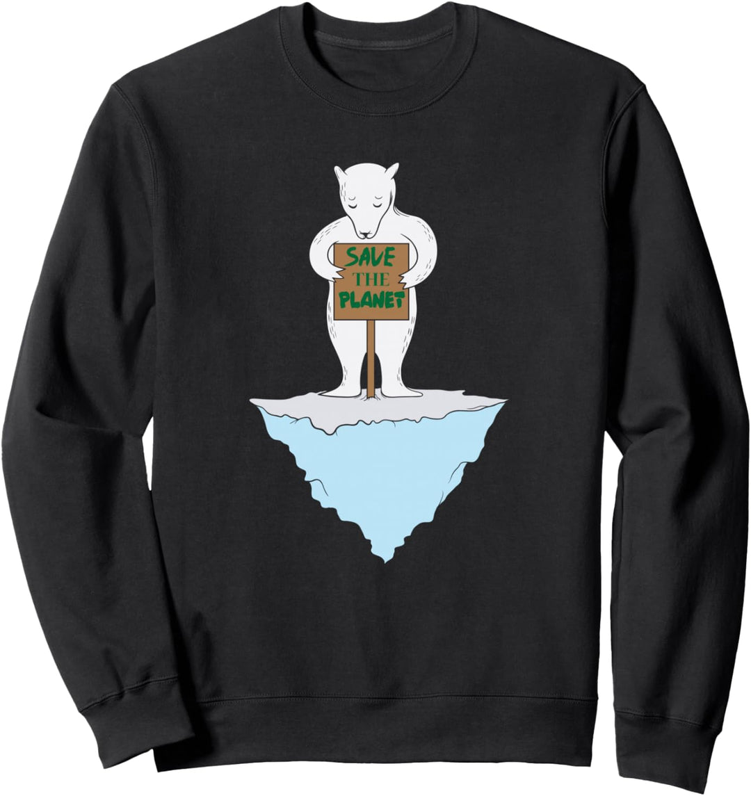 Save the Planet Eisbär auf Eisflohne Sweatshirt
