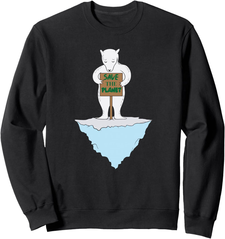 Save the Planet Eisbär auf Eisflohne Sweatshirt