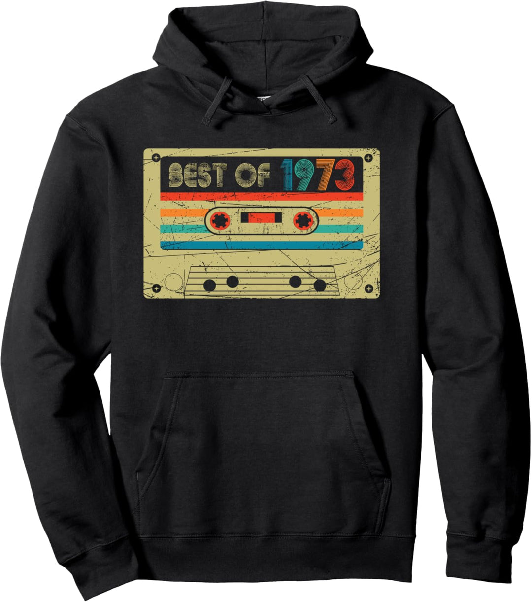 47th Birthday Gifts Best Of 1973 Retro Cassette Tape Funny Pullover Hoodie