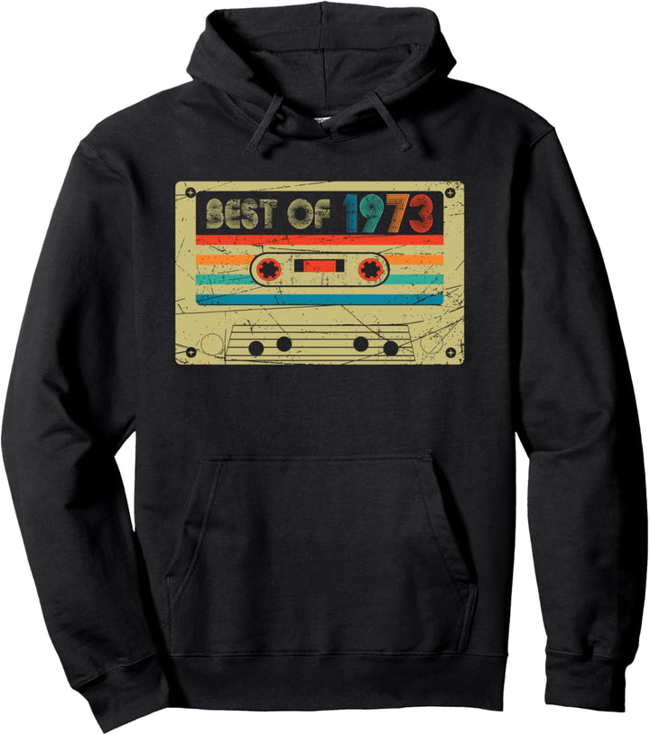 47th Birthday Gifts Best Of 1973 Retro Cassette Tape Funny Pullover Hoodie