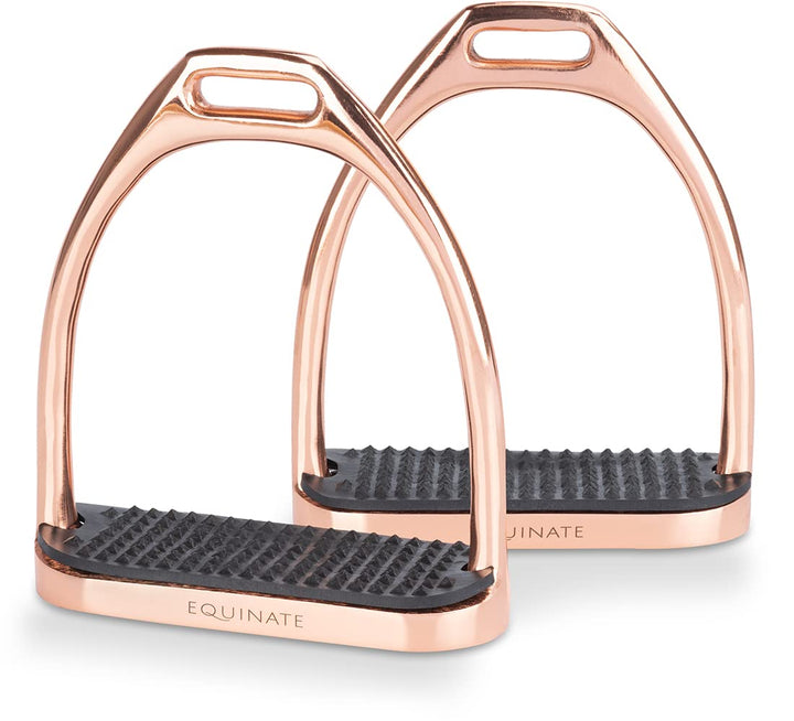 Equinate Steigbügel Luna 10cm Roségold - Mit Anti-Rutsch Trittfläche aus Gummi - Für Erwachsene und