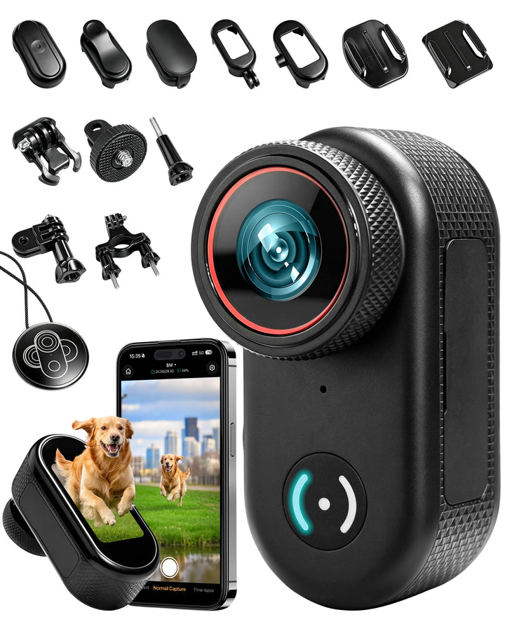 Mini Action Cam 4K, 1,47 Zoll Display Vlog Kamera, BodyCam Körperkamera mit WLAN, 140° Weitwinkel Mo