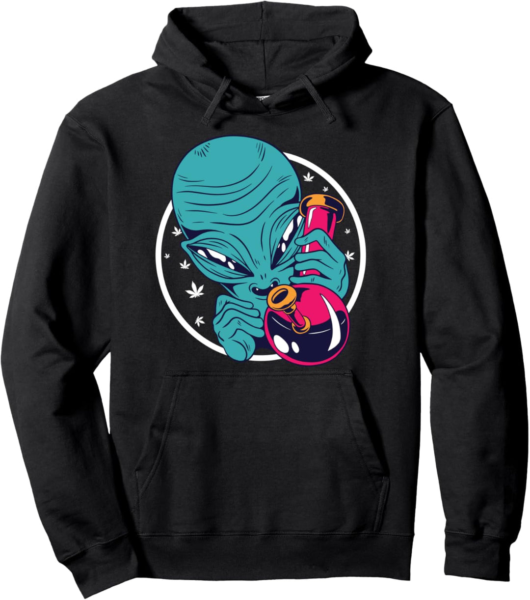 Alien Get High Bong Rauch Rauchen Rausch Drogen UFO Geschenk Pullover Hoodie