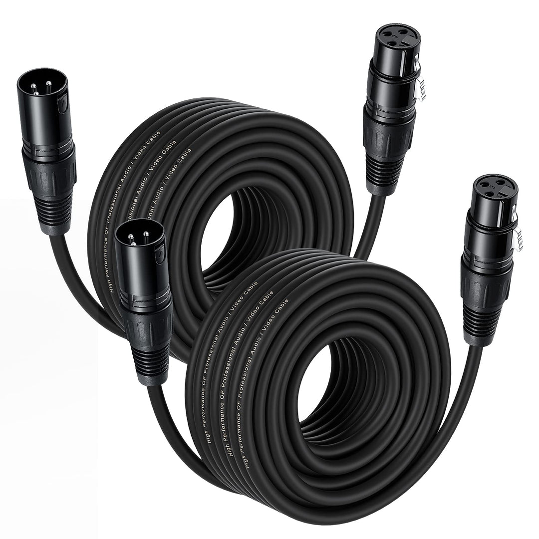 15M XLR Cable, 2 Pack 50ft Balanced Microphone XLR Male to Female Extension Cable Jack Extender Cord