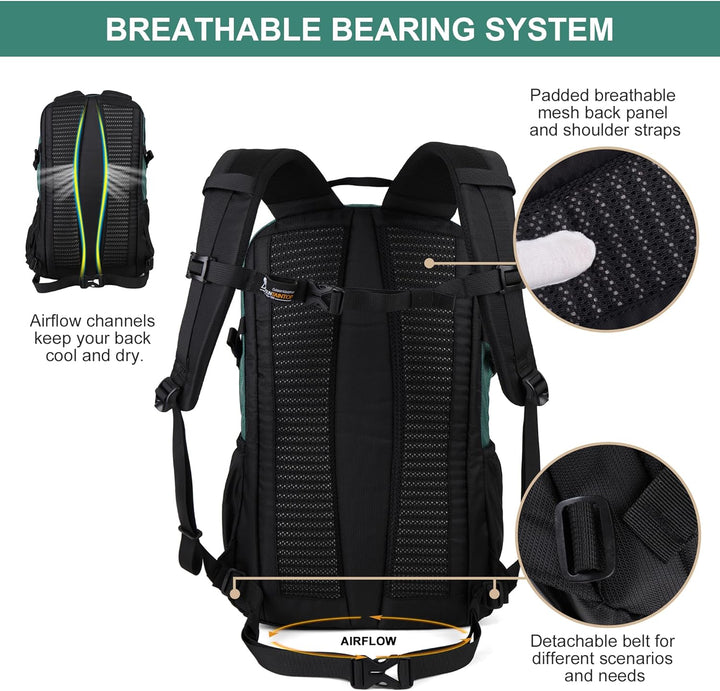 Mountaintop 25L/30L Wanderrucksack Daypack Damen Herren für Tageswanderungen, Outdoor, Radtouren 25L