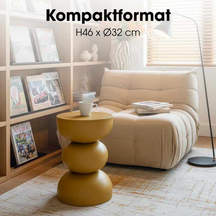 MICA Decorations Luna Beistelltisch – Beistelltisch Rund H46 x Ø32 cm – Wohnzimmer Tisch oder Nachtt