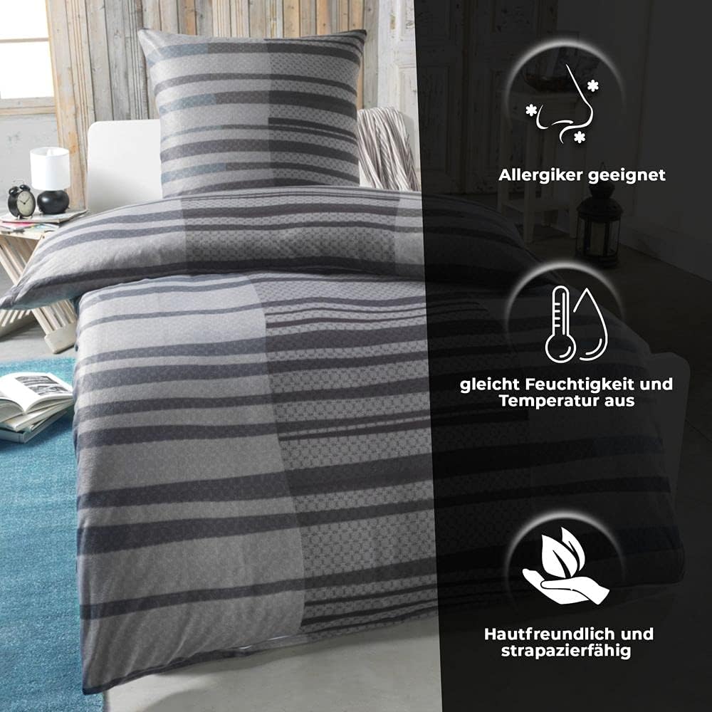 DreamHome Warme Winter Microfaser Thermo Fleece Bettwäsche 135x200 155x220 200x200 Moderne, Grösse:2