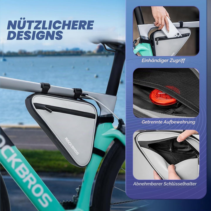 ROCKBROS Fahrradtasche Tasche für Fahrrad Dreiecktasche Reflektierende Rahmentasche für MTBs, Rennrä