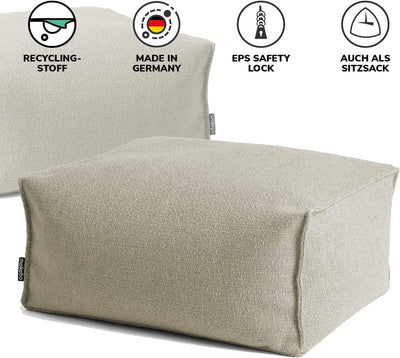 mokebo Pouf oder Hocker aus Recyclingstoff 'Der Ruhestifter', Sitzhocker oder Sitzpouf mit EPS-Perle