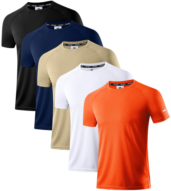 Holure 3 or 5er Pack Herren Sports Tshirts Atmungsaktiv Schnelltrocknend Kurzarm T-Shirts Funktionss