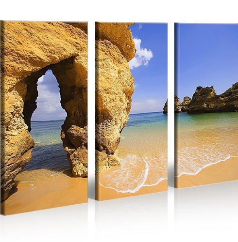 islandburner Bild Bilder auf Leinwand Algarve Beach Strand XXL Poster Leinwandbild Wandbild Dekoarti