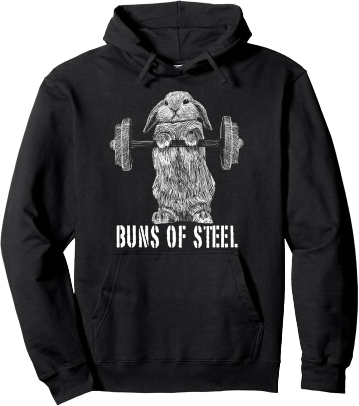 Funny Workout Buns Of Steel Bunny Rabbit Gym Squat Gift Pullover Hoodie