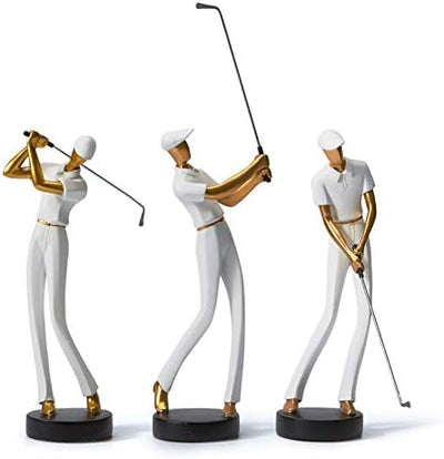 Amoy-Art Golfer Figuren Statue Modern Dekor Skulptur Wohnzimmer Kunst Golfspieler Arts Polyresin Wei