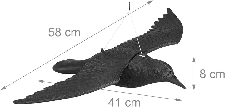 Relaxdays 2X Taubenschreck Krähe, Dekofigur als Vogelscheuche, stehende und Fliegende Figur für Taub