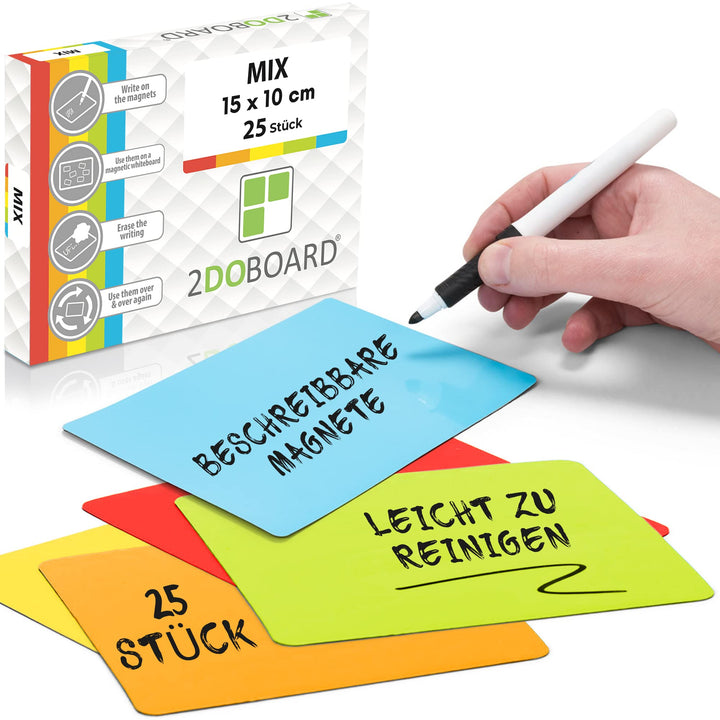 2DOBOARD Beschreibbare magnete 15 x 10 cm für Kanban Board oder Scrum Tafel - 25 Stück - Scrum Karte