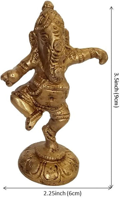 Purpledip Messing-Statue: Tanzender Ganesha (Ganapathi/Vinayaka) Idol in einzigartiger Haltung (1108