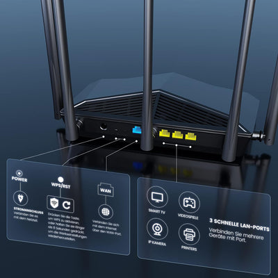 Tenda RX27 Pro Wi-Fi 6E WLAN Router (AX5700 Tri-Band 6GHz: 2402Mbps+5GHz: 2402Mbps+2,4GHz: 861Mbps),