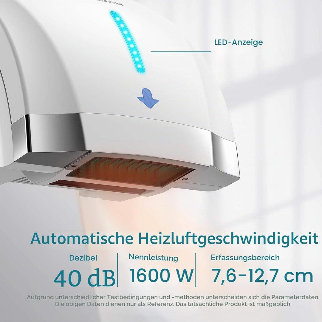 modunful Automatischer Warmluft-Händetrockner für Gewerbliche Toiletten, Föhn-Händetrockner Extra Le