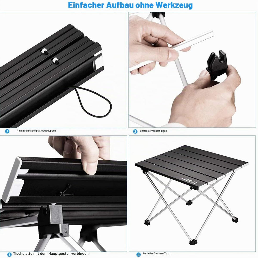 Ledeak Tragbar Klapptisch, Aluminium Campingtisch Ultra Leichte mit Tasche, Leicht zu tragen, klappb