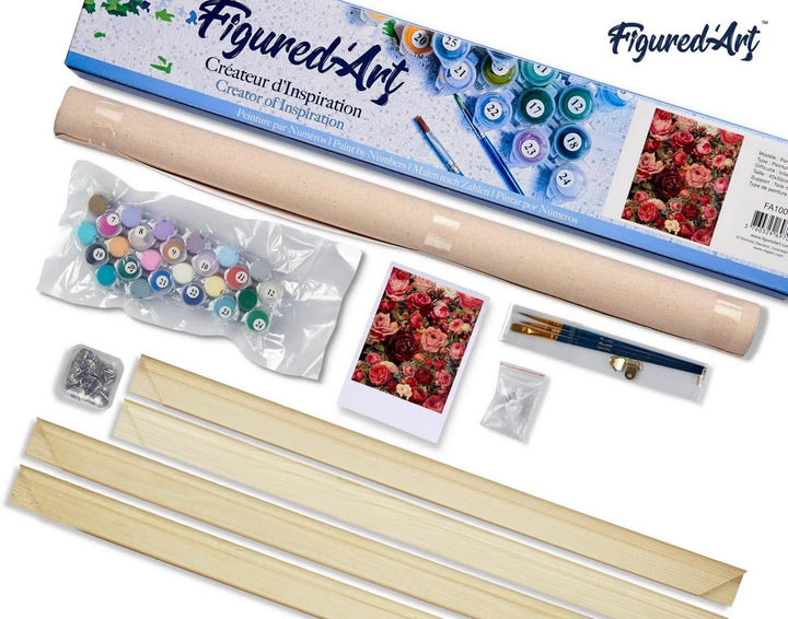 Figured'Art Malen Nach Zahlen Erwachsene Mit Rahmen Romantische Blumen - Paint by Numbers Basteln DI
