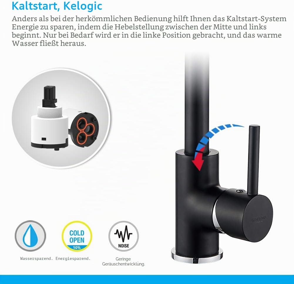 GRIFEMA GRIFERÍA DE COCINA-G4001B | Küchenarmatur - Wasserhahn Küche mit Hoher Auslauf(246mm), Schwa