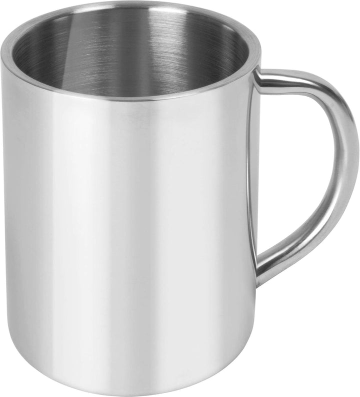 Camping Edelstahl Geschirrset 2X Besteckset + 2X Teller + 2X Tasse Silber Flach OneSize, Silber Flac