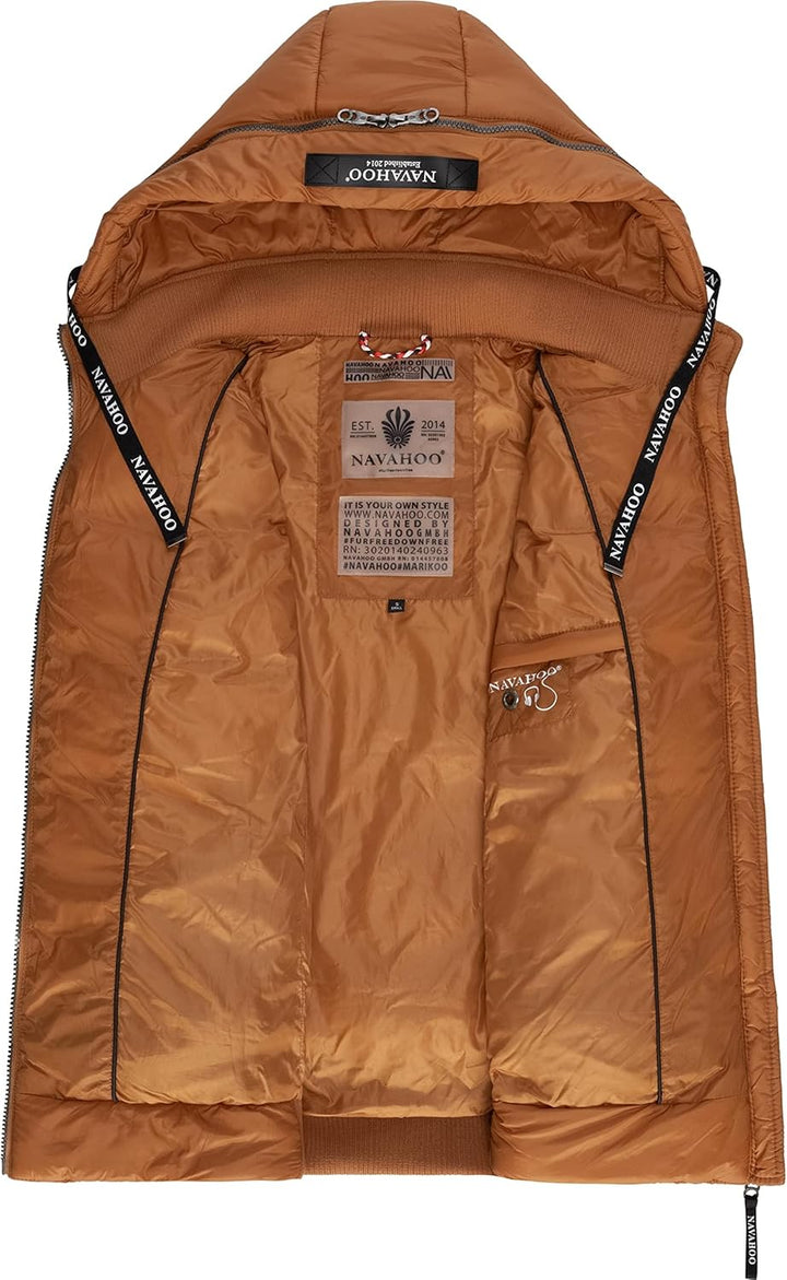 Navahoo Damen Steppweste leichte Outdoor-Weste Übergangsjacke mit Kapuze Kassidy XS-3XL S Rusty Cinn