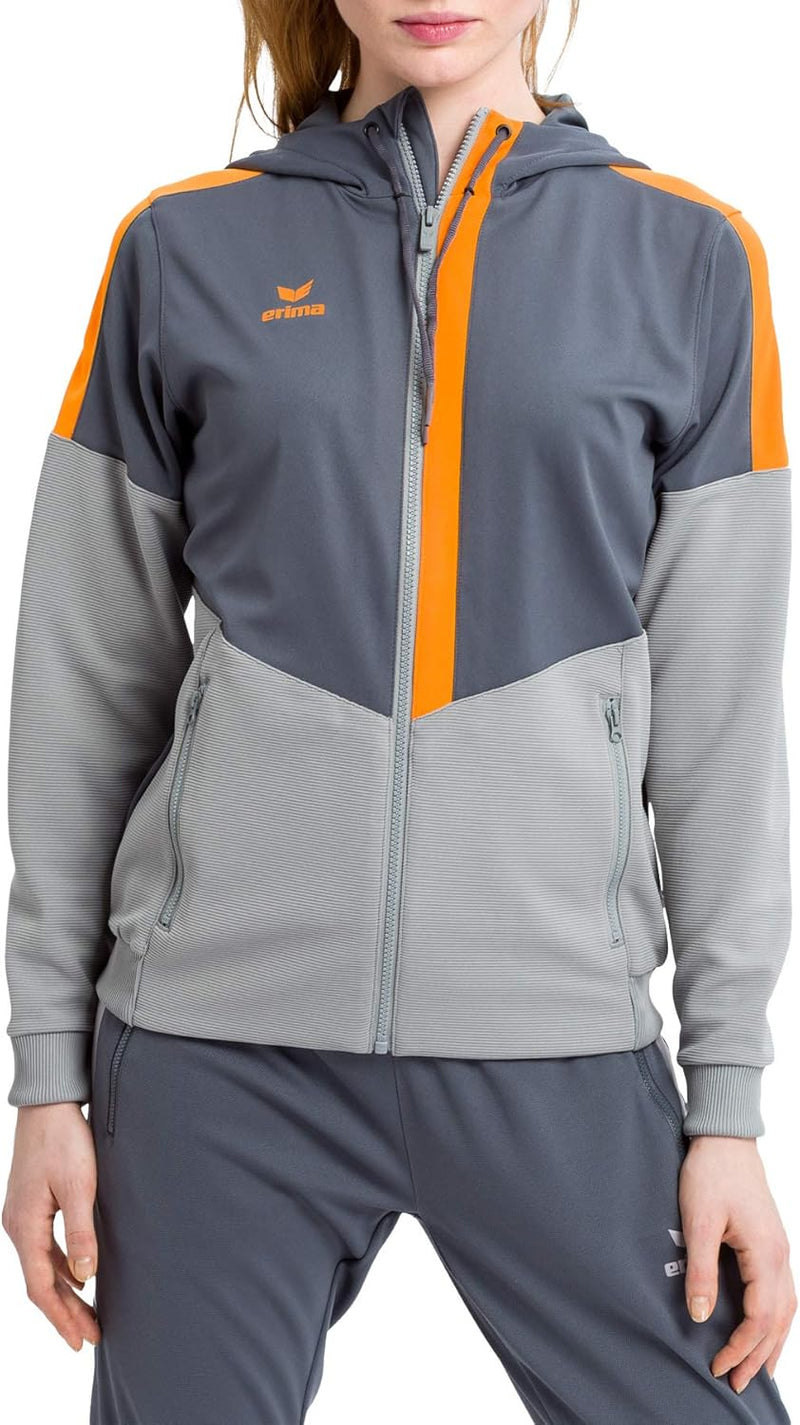 Erima Damen Squad Trainings Jacke 42 Slate Grey/Monument Grey/New Orange, 42 Slate Grey/Monument Gre