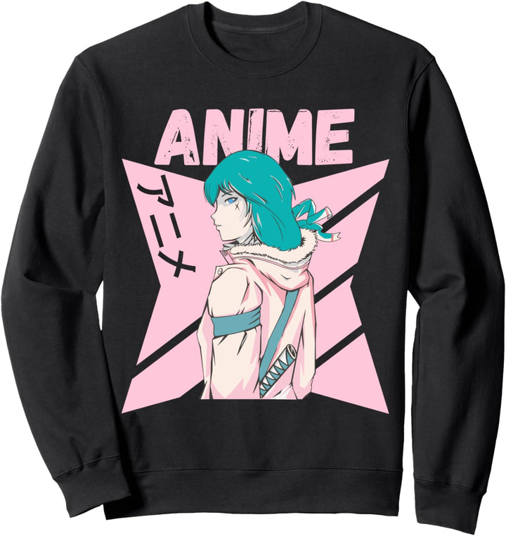 Confident Anime Girl - Kanji Anime-Design Sweatshirt