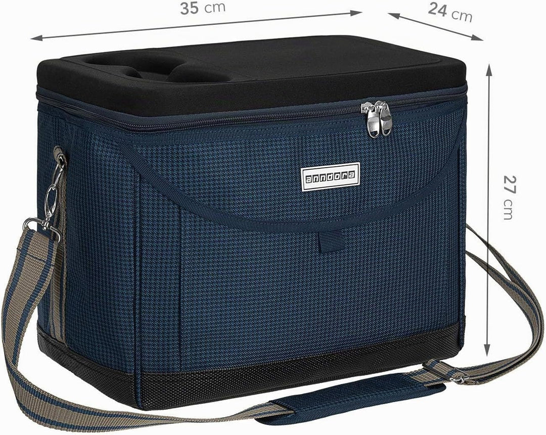 anndora Kühltasche 22 L Picknick Kühlbox 35 x 24 x 27 cm - Farbauswahl, Blau Hahnentritt