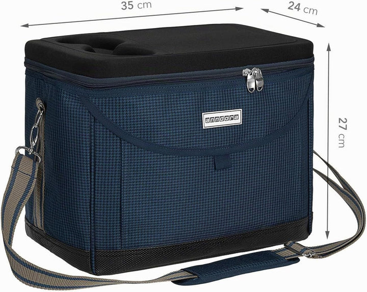 anndora Kühltasche 22 L Picknick Kühlbox 35 x 24 x 27 cm - Farbauswahl, Blau Hahnentritt