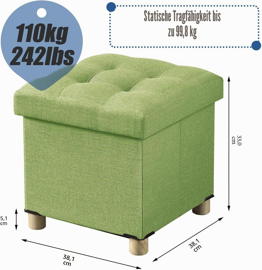 BRIAN & DANY Sitztruhe Sitzhocker Fusshocker mit Stauraum und Deckel mit Holzfüssen, 38 x 38 x 38 cm