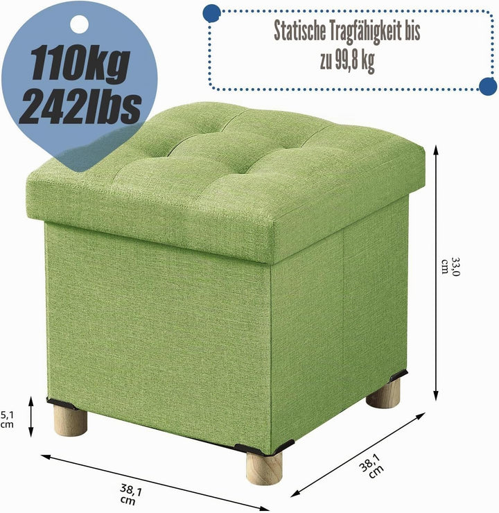 BRIAN & DANY Sitztruhe Sitzhocker Fusshocker mit Stauraum und Deckel mit Holzfüssen, 38 x 38 x 38 cm